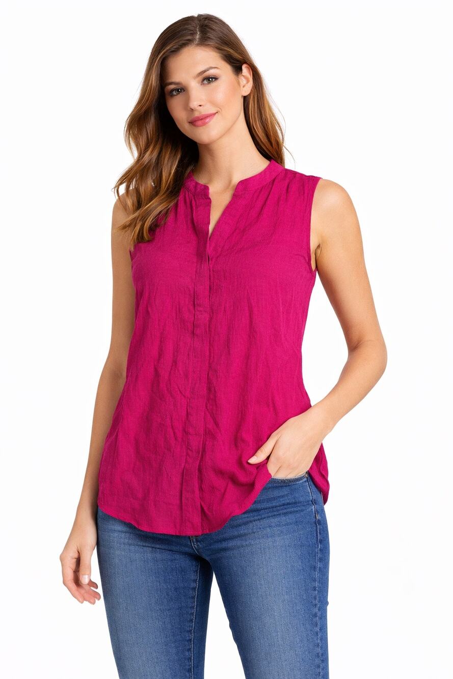 Modern Works Fuchsia Textured Sleeveless Top S NWT